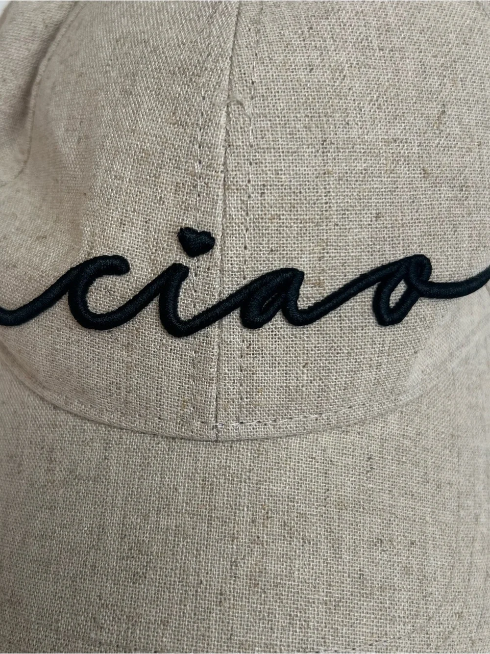 LPA “ciao” Natural/Taupe Linen Baseball Hat